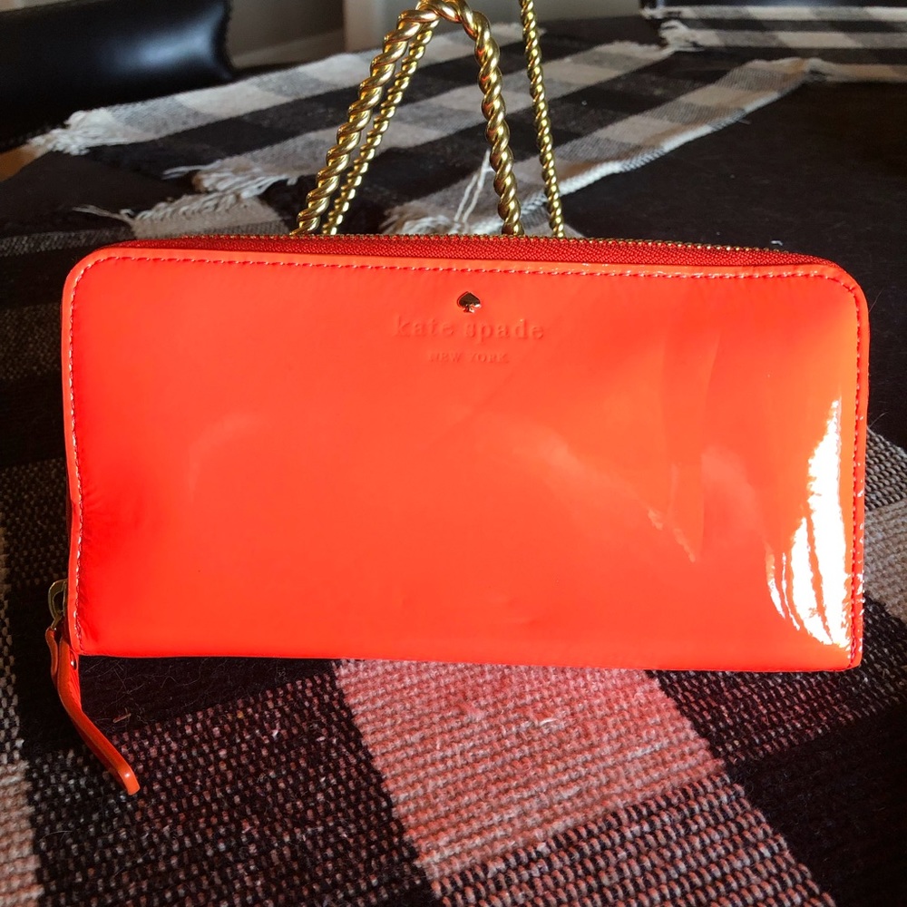 Kate Spade Orange Patent Multi-compartment Wallet